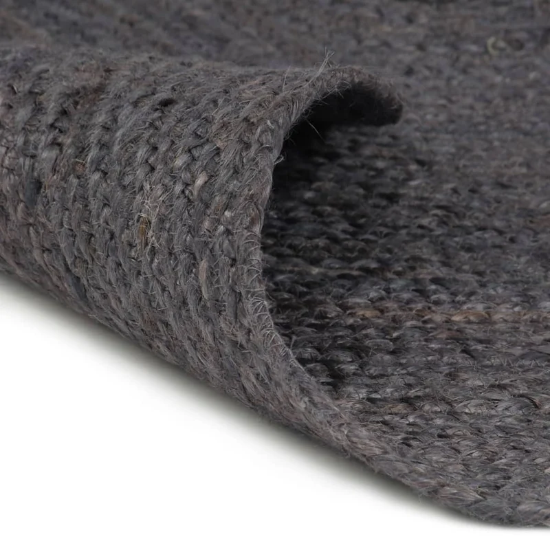 Tapis fait à la main Jute Rond 120 cm Gris foncé DEC023461