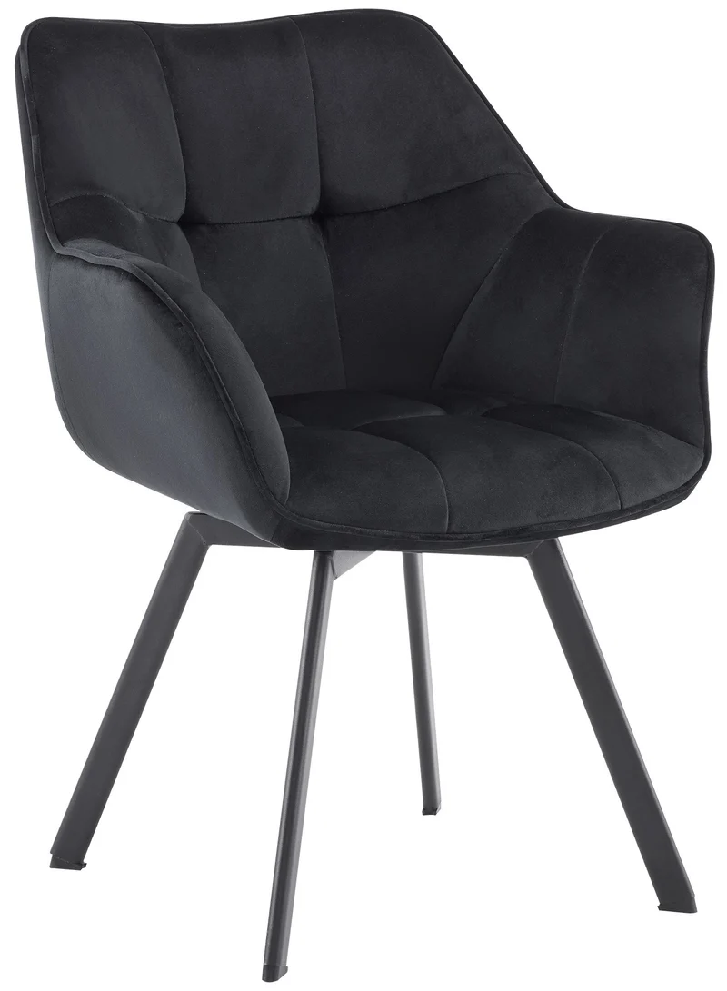 Chaise de salle à manger x1 fonction pivotante en velours noir cadre en métal noir 10_0007205