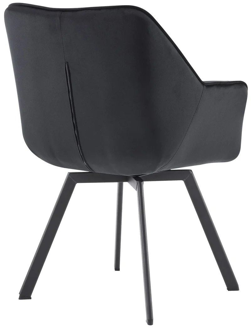 Chaise de salle à manger x1 fonction pivotante en velours noir cadre en métal noir 10_0007205