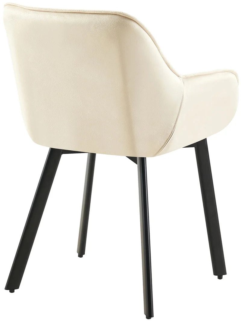 Chaise de salle à manger x1 assise pivotante en velours crème motif matelassé cadre métal 10_0007181