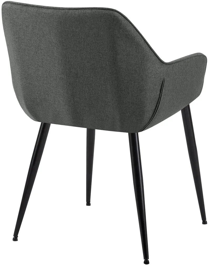 Chaise de salle à manger bureau salle d'attente x1 en tissu gris foncé et métal noir 10_0007180