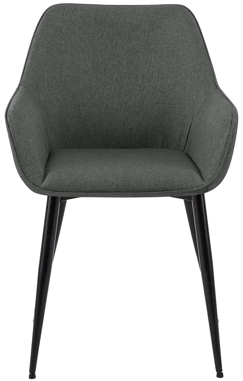Chaise de salle à manger bureau salle d'attente x1 en tissu gris foncé et métal noir 10_0007180