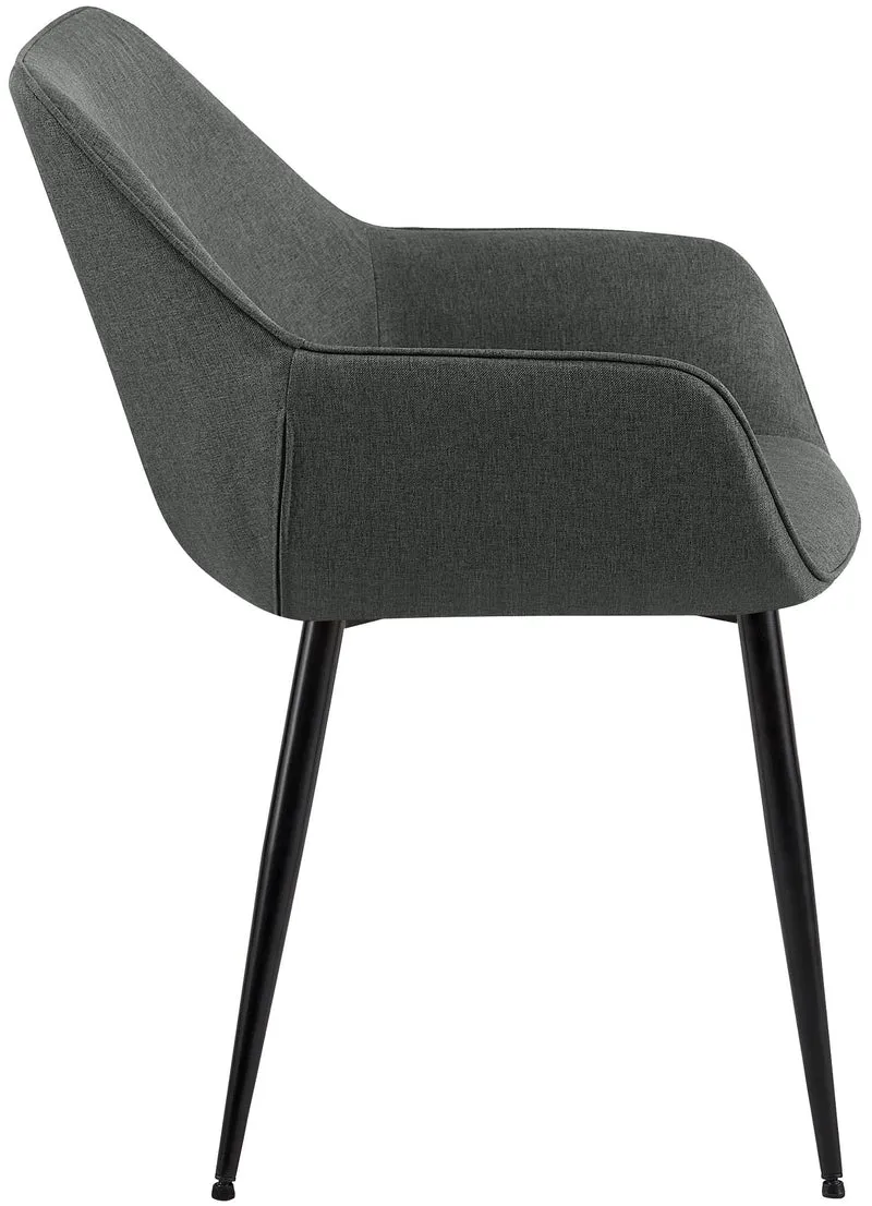 Chaise de salle à manger bureau salle d'attente x1 en tissu gris foncé et métal noir 10_0007180