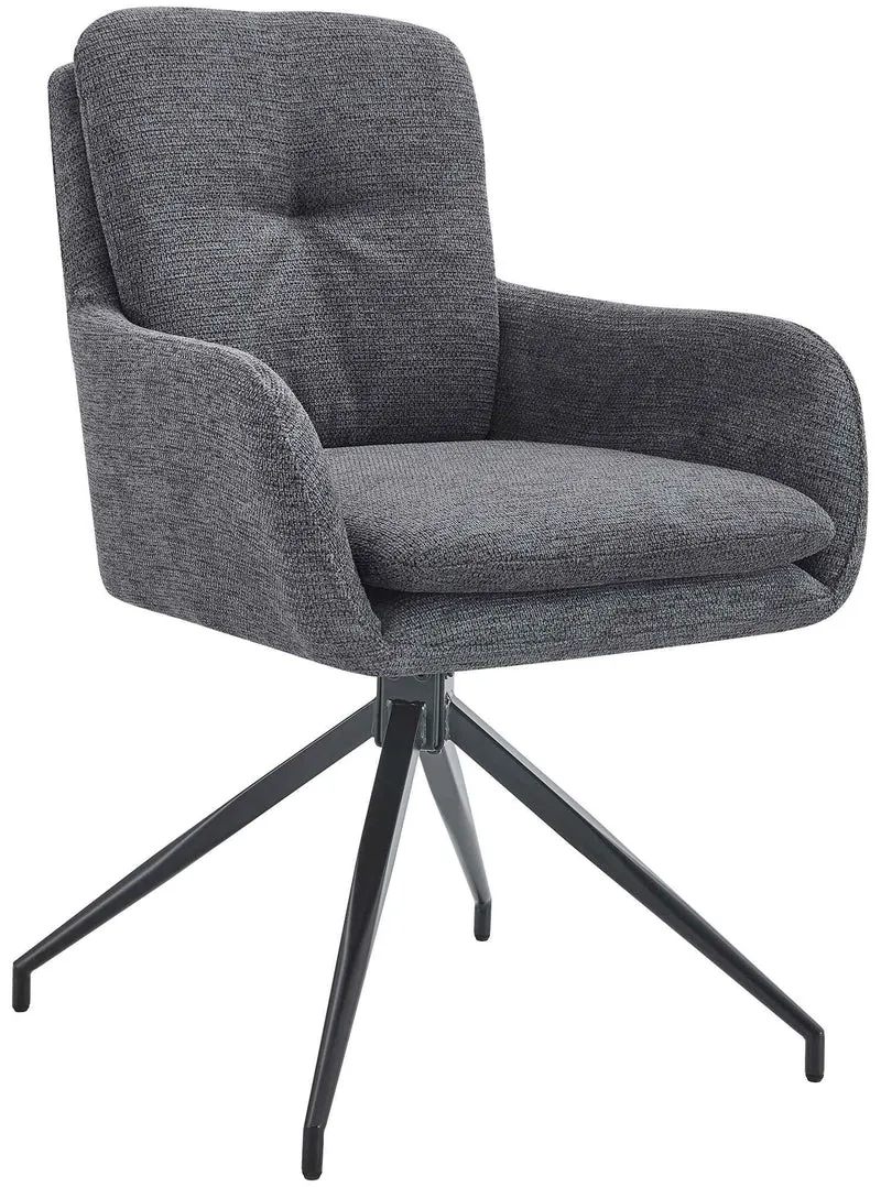 Chaise de salle à manger x1 fonction pivotante confortable et moderne en tissu gris foncé cadre métal 10_0007176