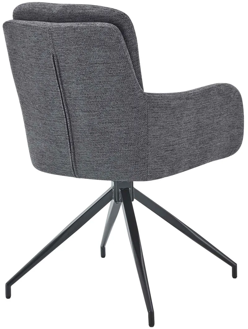 Chaise de salle à manger x1 fonction pivotante confortable et moderne en tissu gris foncé cadre métal 10_0007176