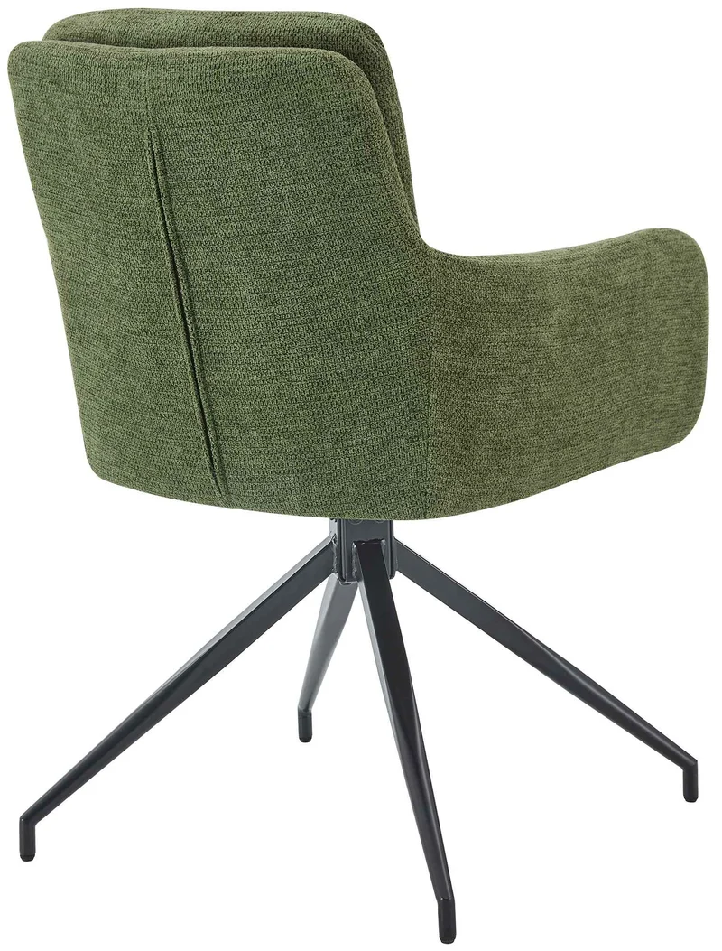 Chaise de salle à manger x1 fonction pivotante confortable et moderne en tissu vert cadre métal 10_0007175