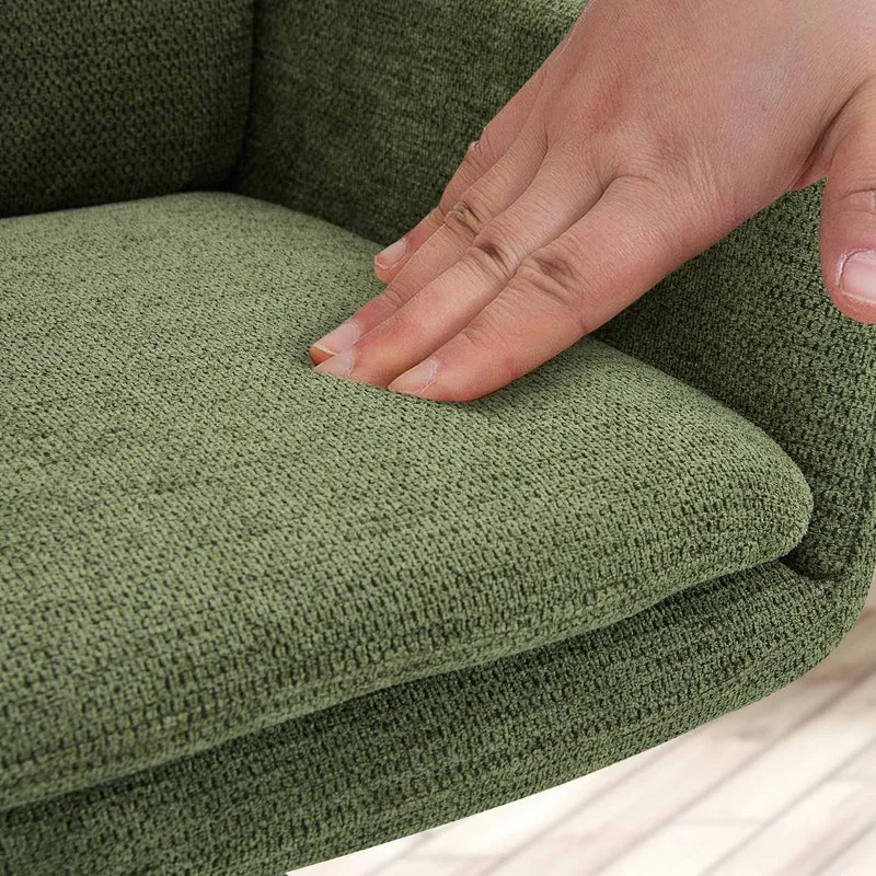 Chaise de salle à manger x1 fonction pivotante confortable et moderne en tissu vert cadre métal 10_0007175