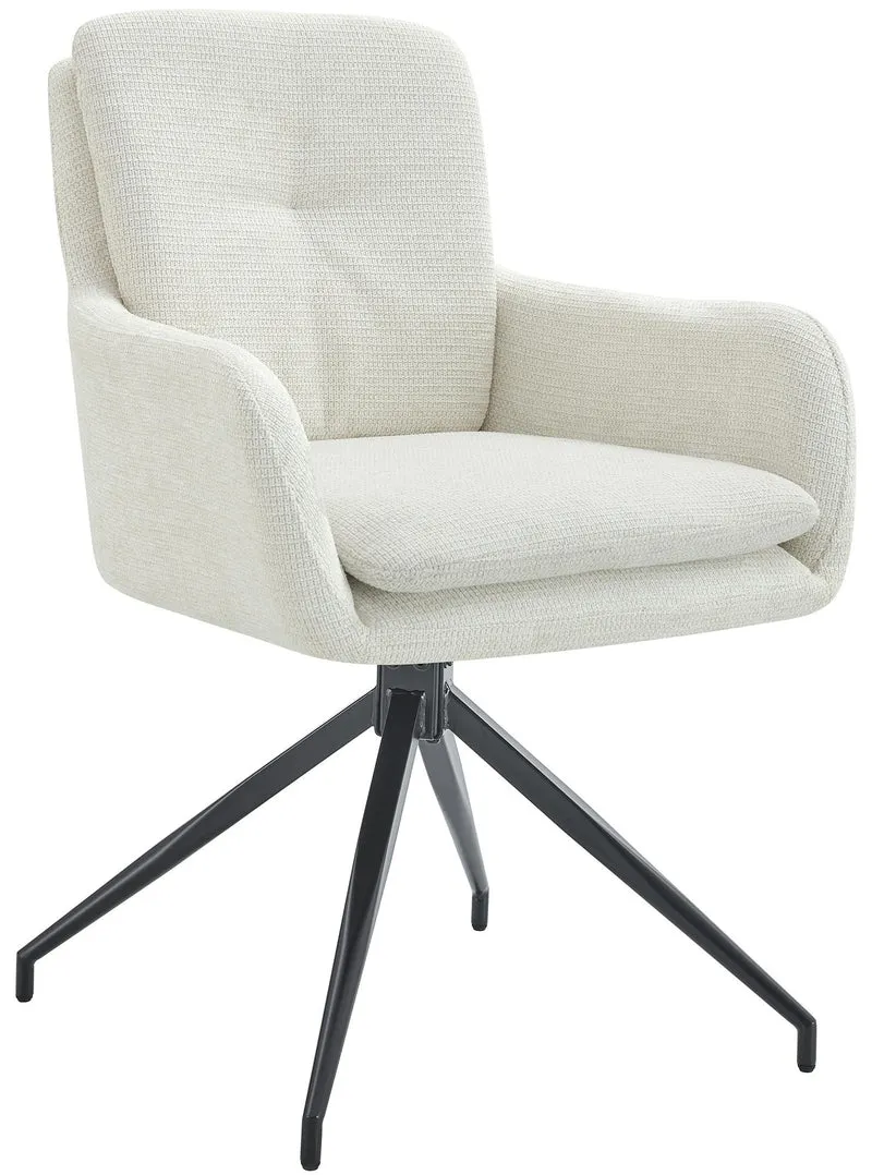 Chaise de salle à manger x1 fonction pivotante confortable et moderne en tissu crème cadre métal 10_0007174