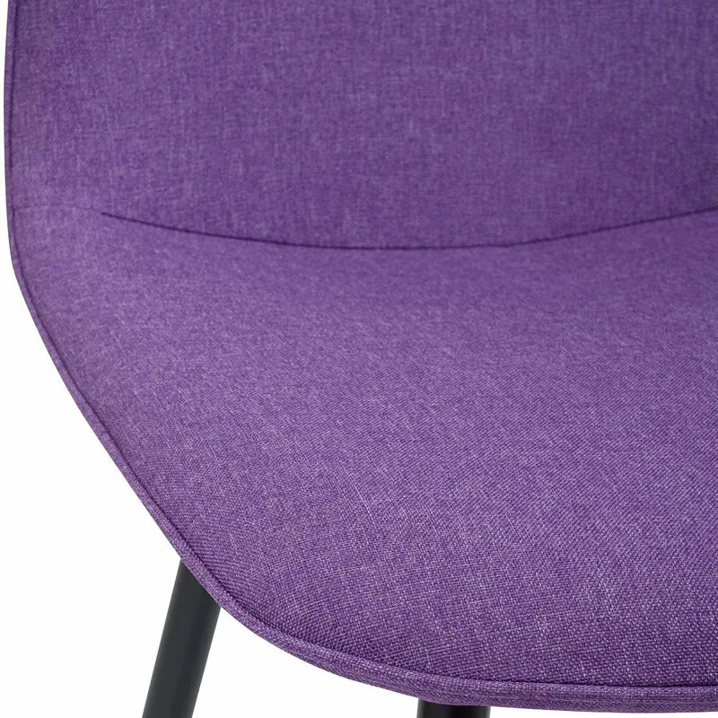 Chaise de salle à manger cuisine x1 design moderne en tissu violet cadre en métal noir 10_0007164