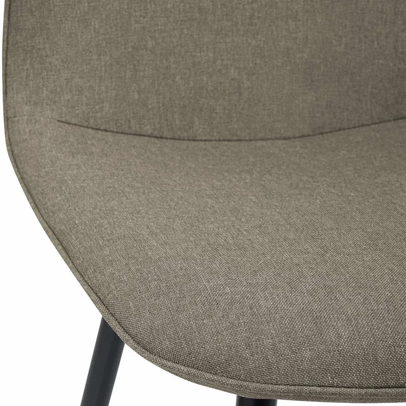 Chaise de salle à manger cuisine x1 design moderne en tissu taupe cadre en métal noir 10_0007163