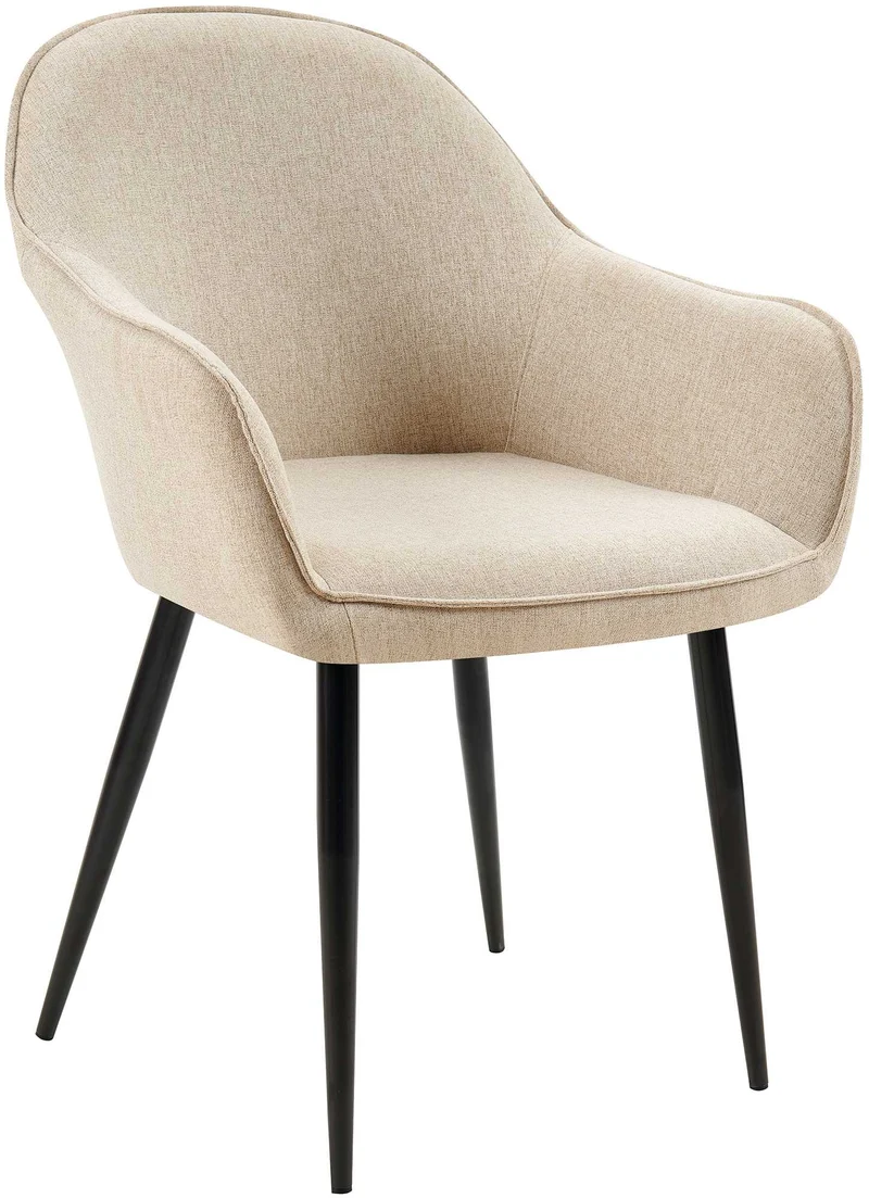 Chaise de salle à manger x1 avec accoudoirs en tissu taupe et structure métallique 10_0007149