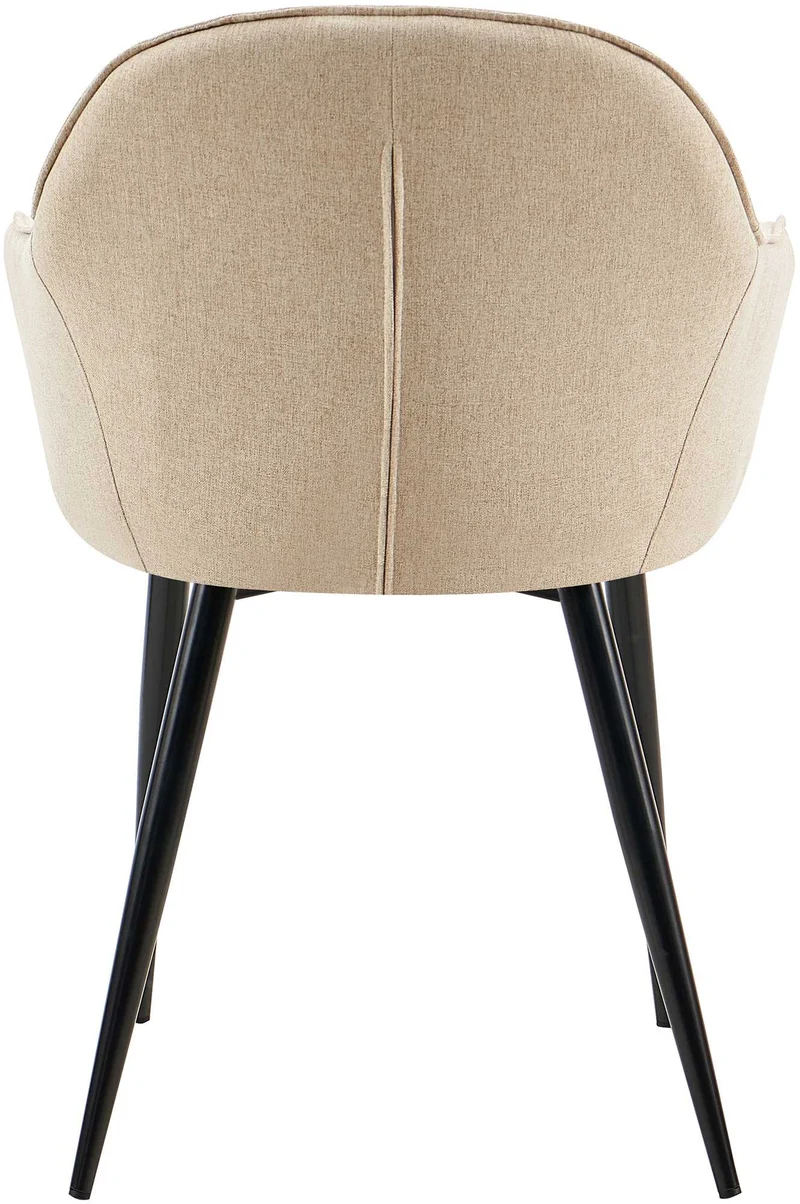 Chaise de salle à manger x1 avec accoudoirs en tissu taupe et structure métallique 10_0007149