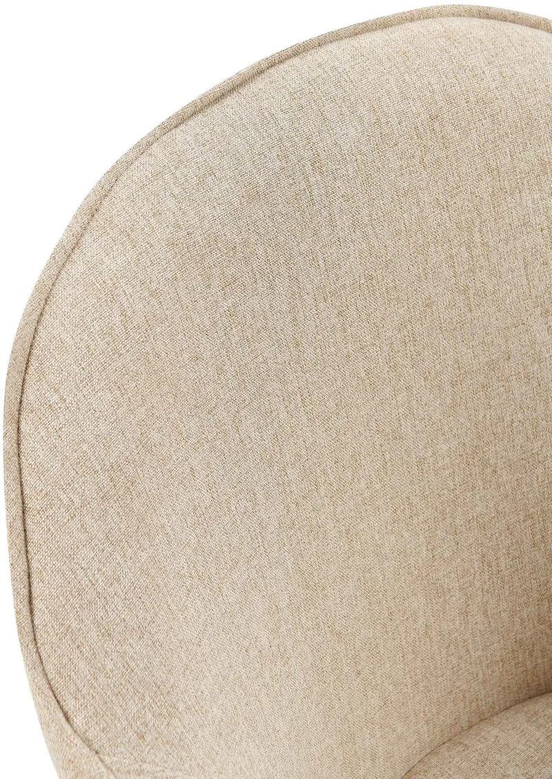 Chaise de salle à manger x1 avec accoudoirs en tissu taupe et structure métallique 10_0007149