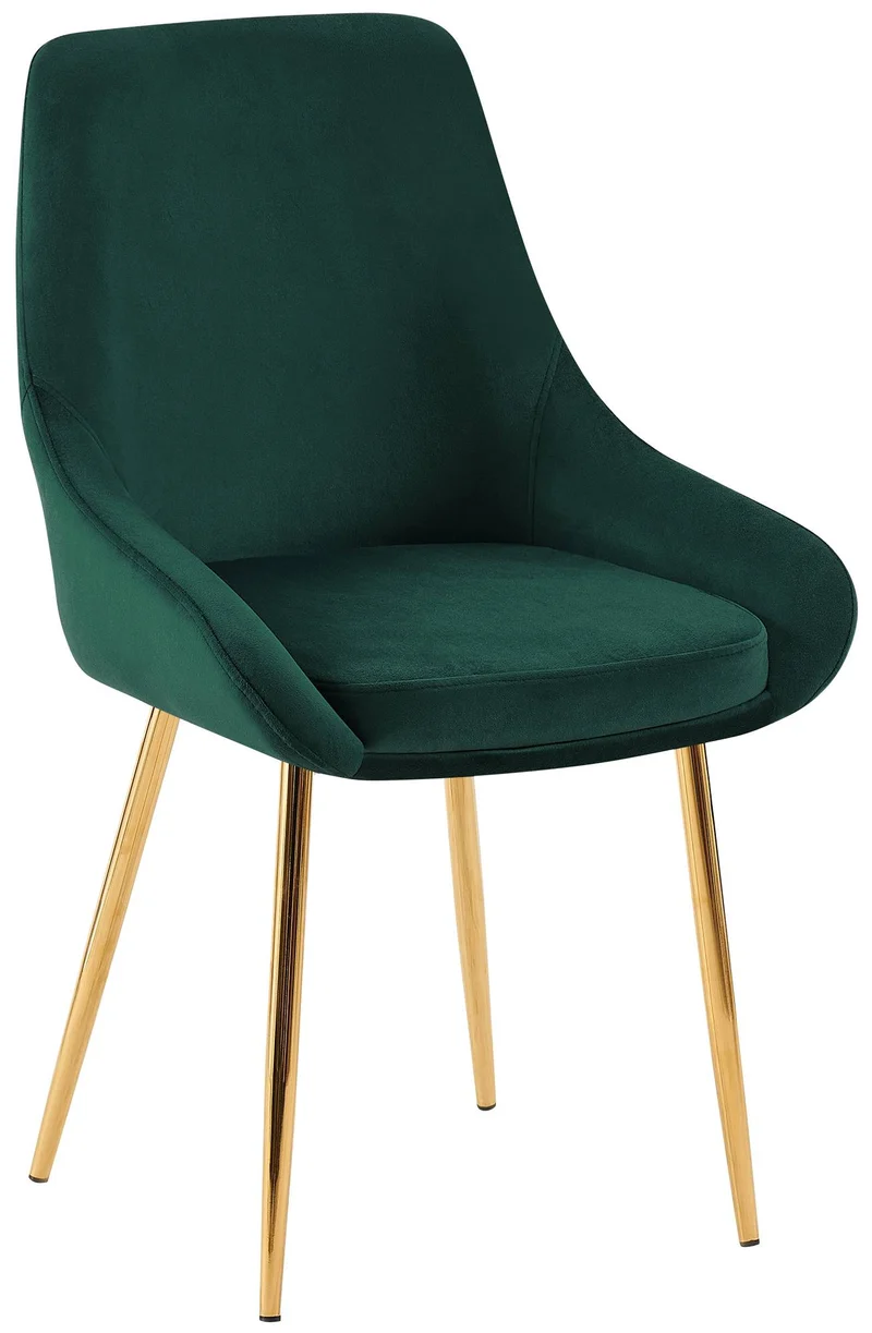Chaise de salle à manger élégance confort design moderne en velours vert structure métallique doré 10_0007145