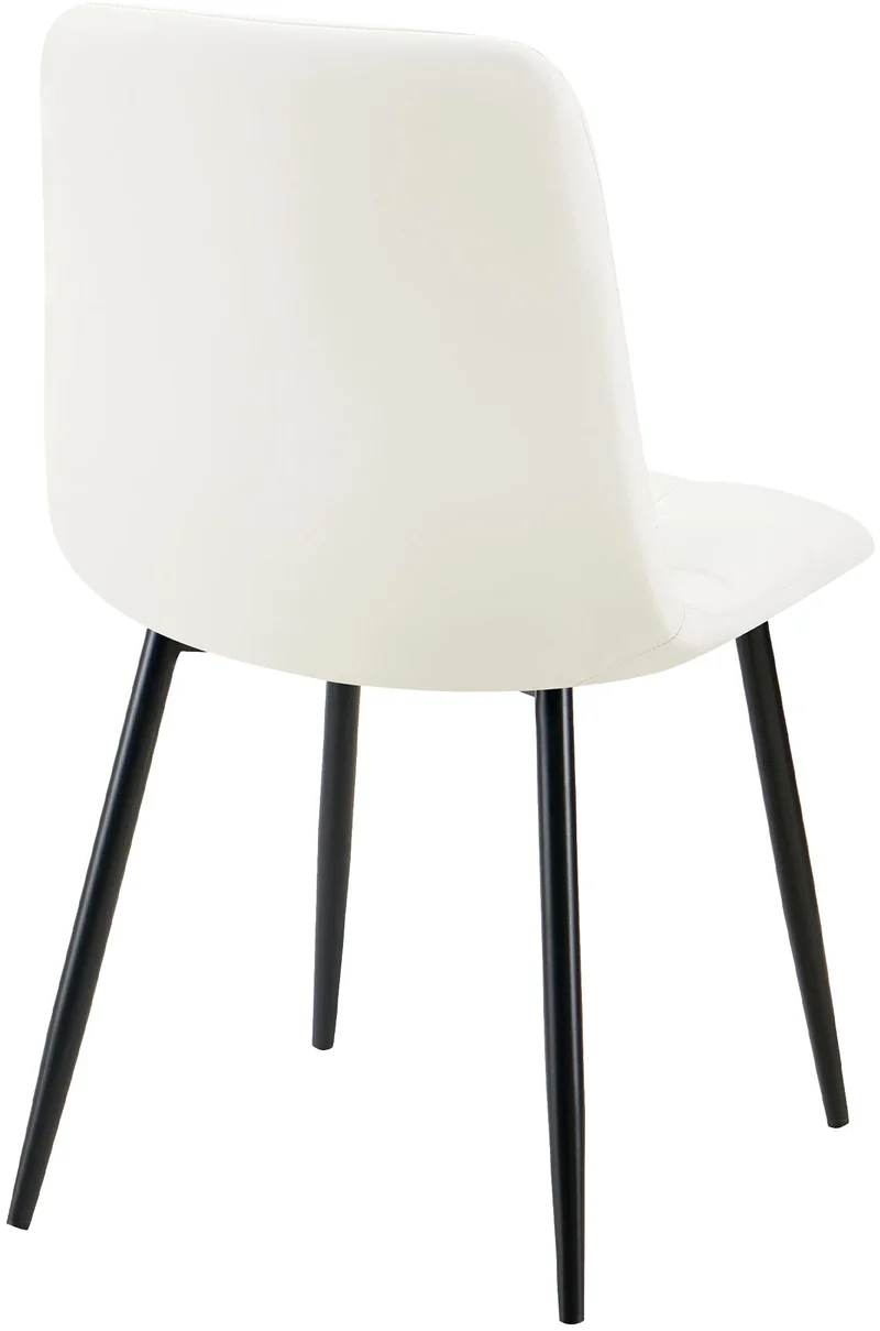 Chaise de salle à manger x1 moderne et confort en similicuir blanc coutures carrées cadre métal 10_0007140
