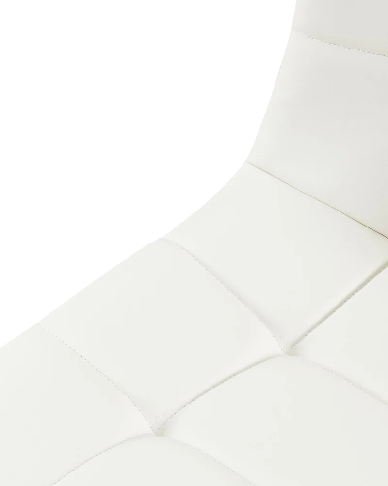 Chaise de salle à manger x1 moderne et confort en similicuir blanc coutures carrées cadre métal 10_0007140