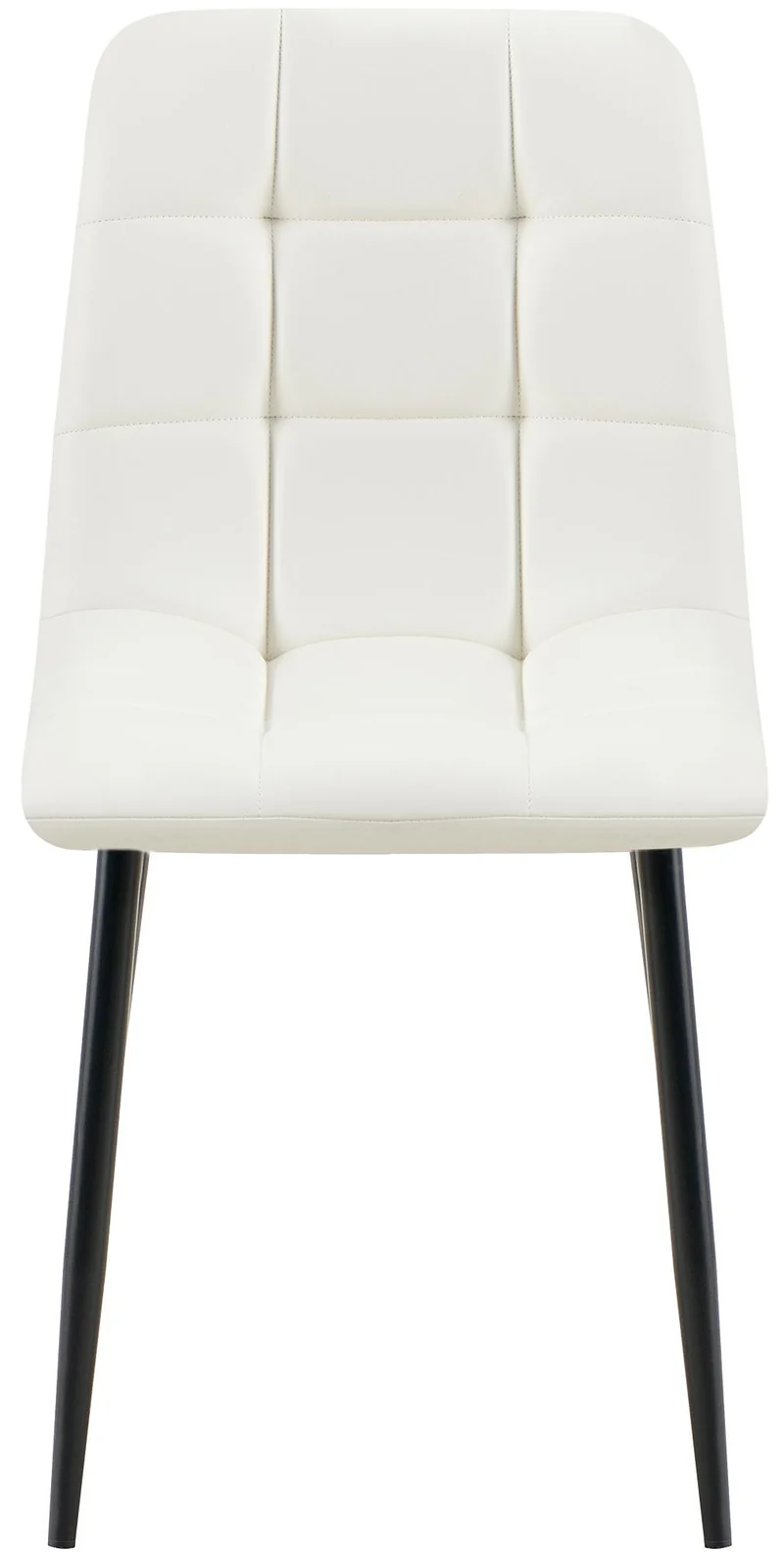 Chaise de salle à manger x1 moderne et confort en similicuir blanc coutures carrées cadre métal 10_0007140