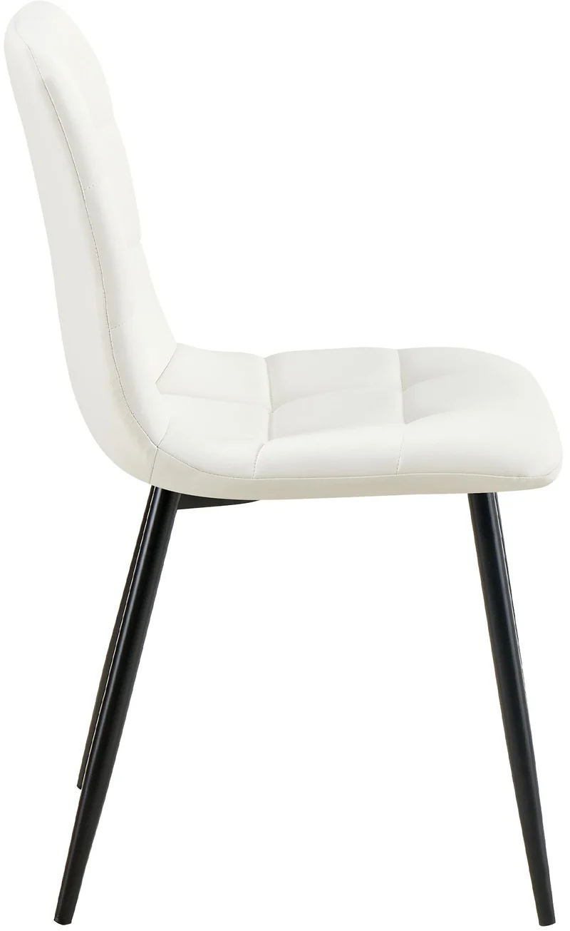 Chaise de salle à manger x1 moderne et confort en similicuir blanc coutures carrées cadre métal 10_0007140