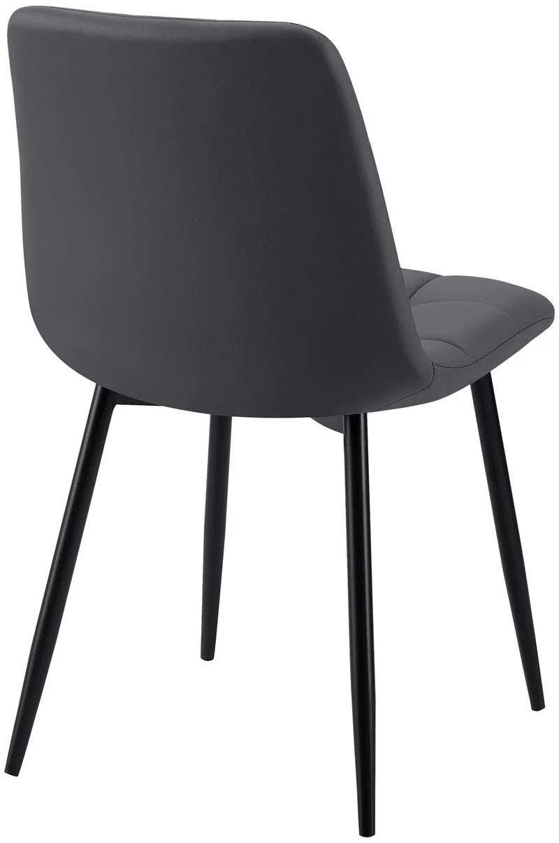 Chaise de salle à manger x1 moderne et confort en similicuir noir coutures carrées cadre métal 10_0007139