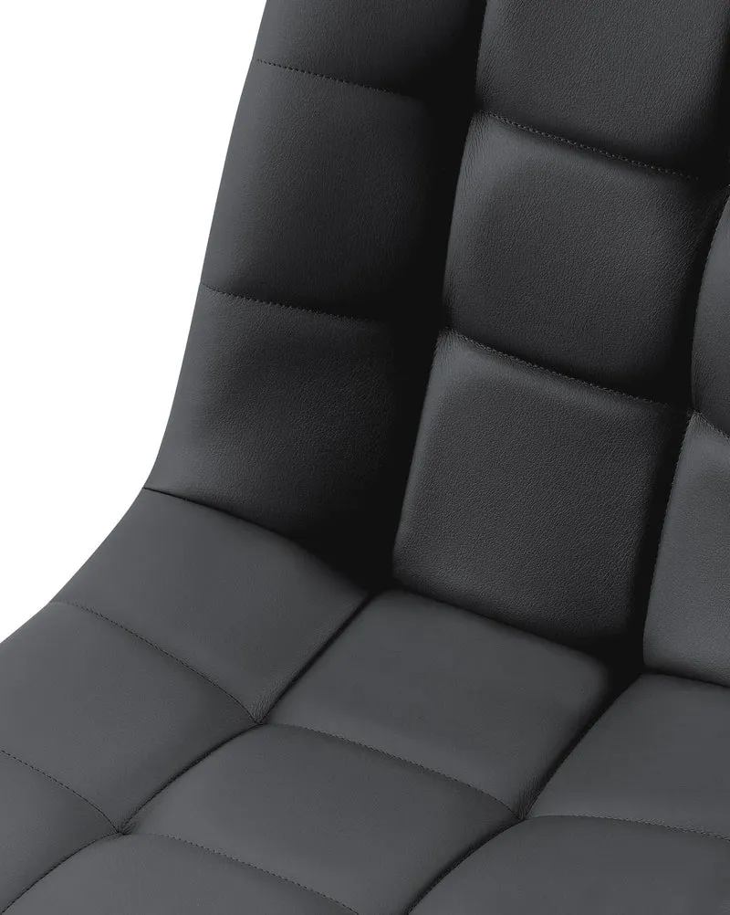 Chaise de salle à manger x1 moderne et confort en similicuir noir coutures carrées cadre métal 10_0007139