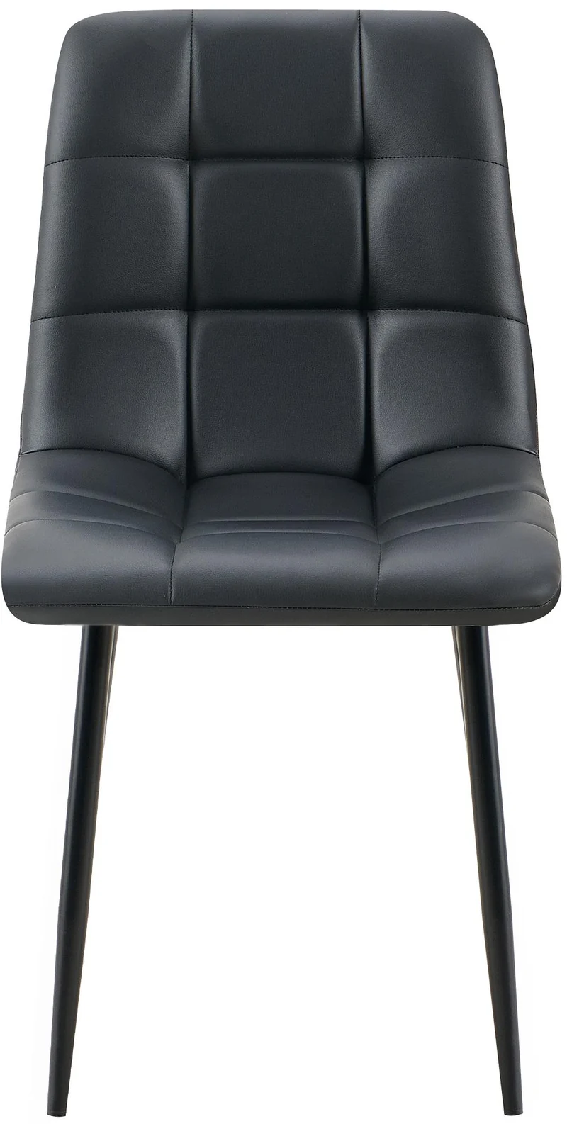 Chaise de salle à manger x1 moderne et confort en similicuir noir coutures carrées cadre métal 10_0007139