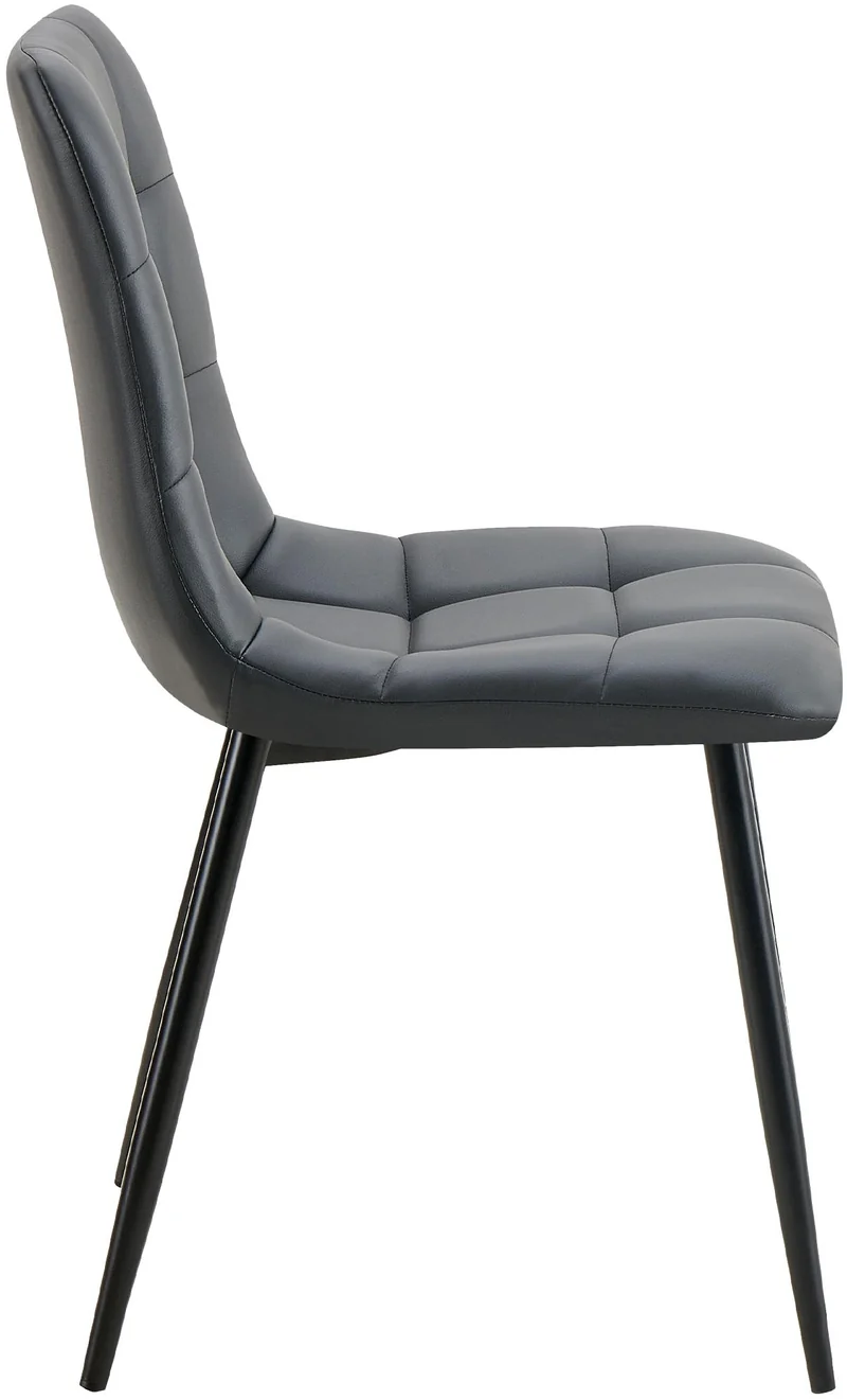 Chaise de salle à manger x1 moderne et confort en similicuir noir coutures carrées cadre métal 10_0007139