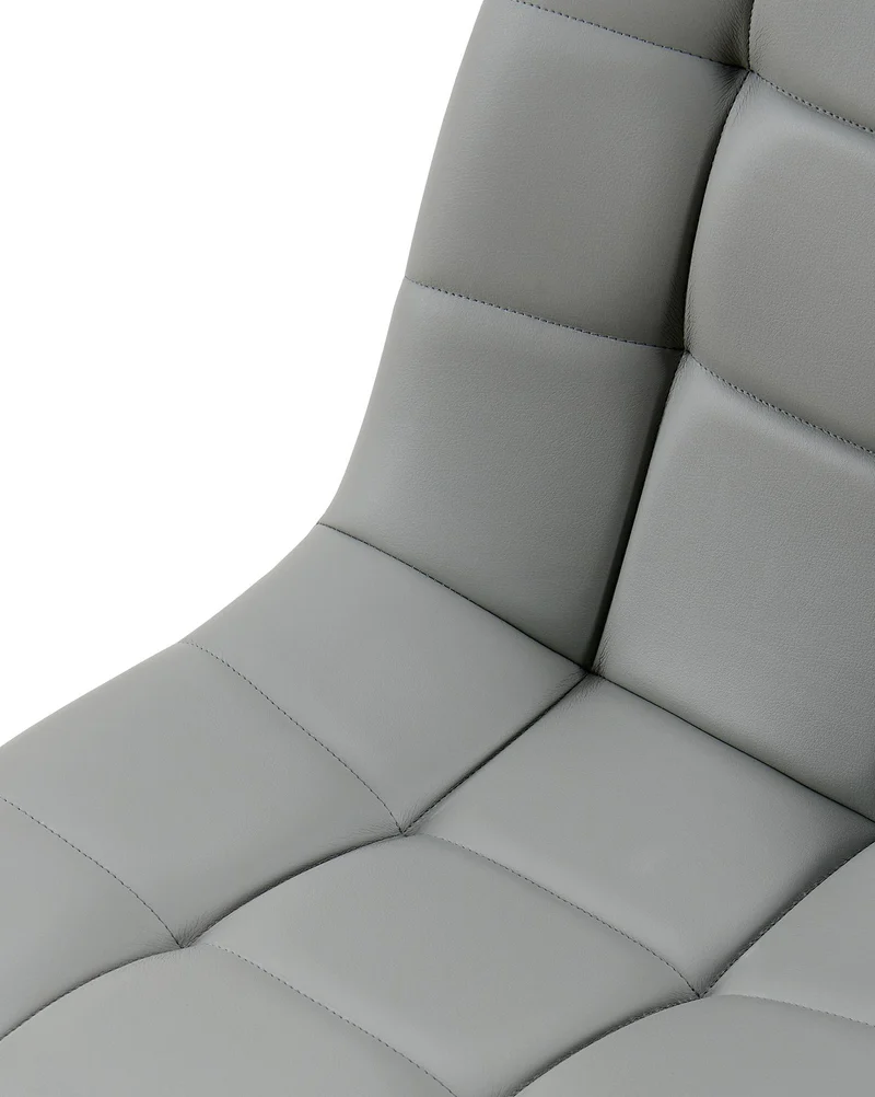 Chaise de salle à manger x1 moderne et confort en similicuir gris clair coutures carrées cadre métal 10_0007138