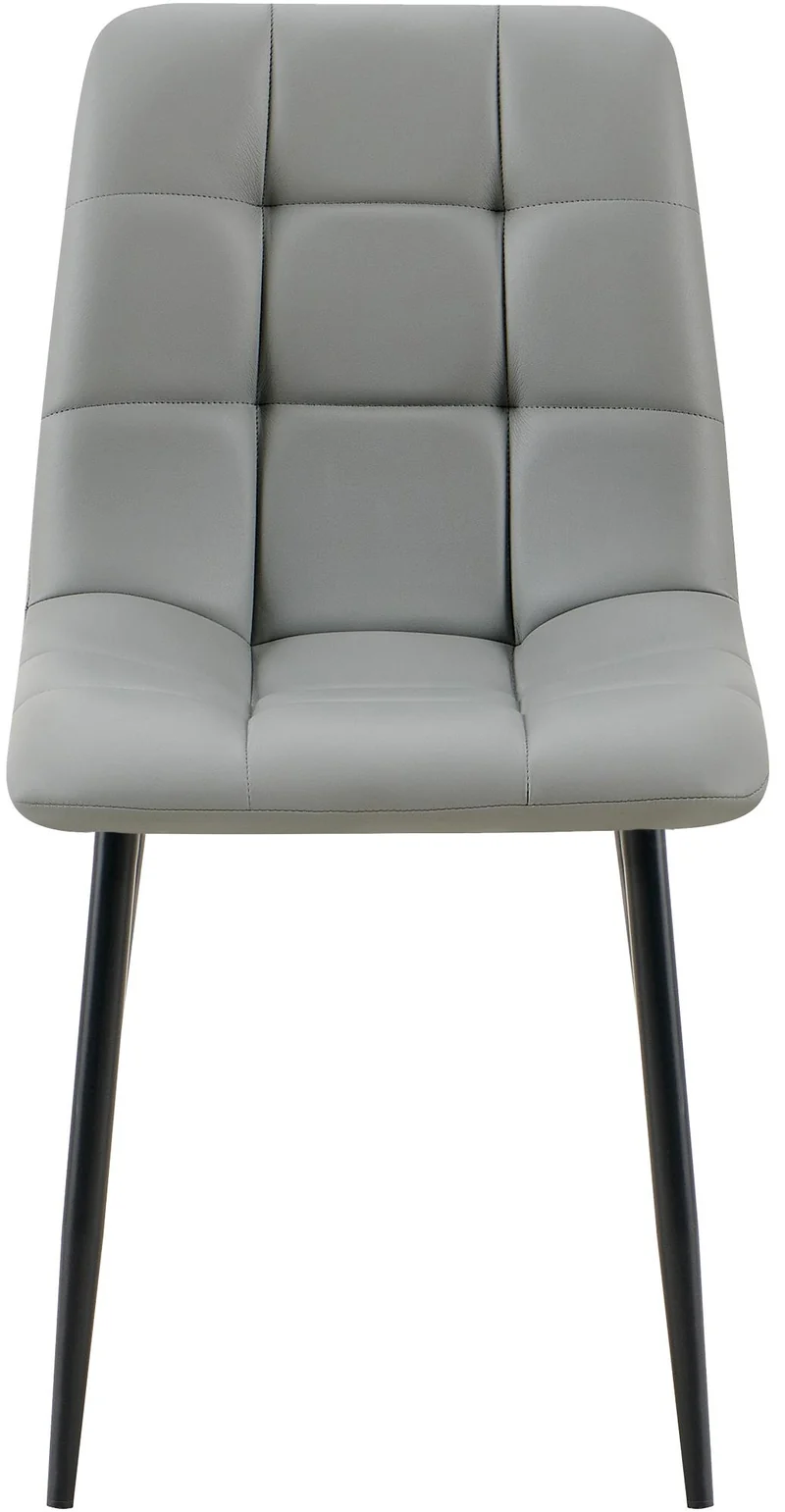 Chaise de salle à manger x1 moderne et confort en similicuir gris clair coutures carrées cadre métal 10_0007138