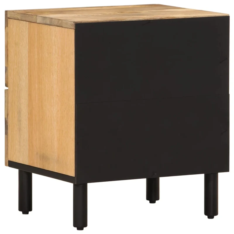 Lot de 2 tables de chevet avec deux tiroirs motif sculpté à la main 40 x 33 x 46 cm bois de manguier bois d'ingénierie et fer DEC034786