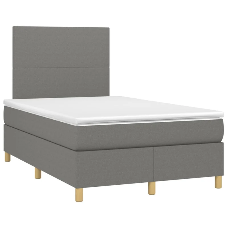 Cadre de lit LED avec sommier tête de lit matelas 120x200 cm tissu gris foncé TDL0208413