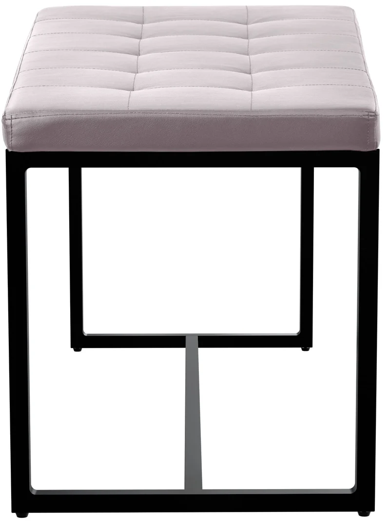 Banc d’entrée contemporain largeur 100cm à structure en métal noir assise capitonnée en tissu blanc 10_0006139