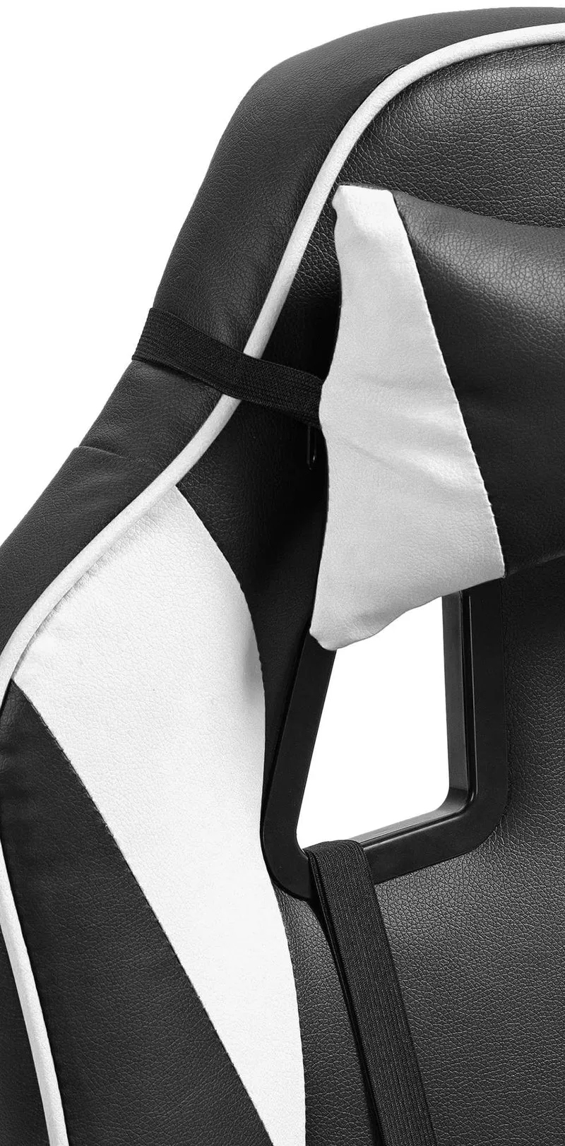 Chaise de bureau gaming dossier inclinable 130° sur roulettes avec accoudoirs en similicuir noir et blanc et plastique 10_0006952