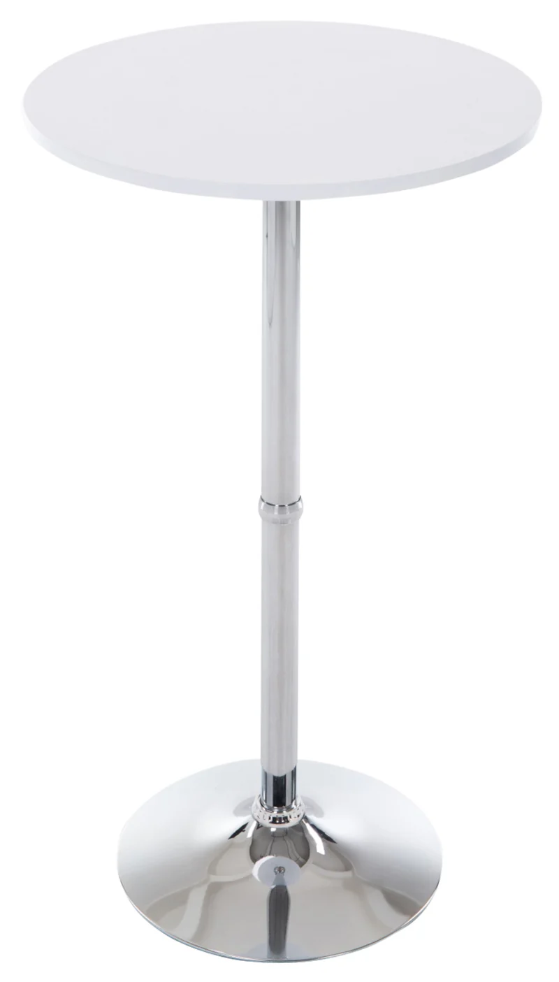 Lot de 2 tables hautes rondes Ø 60 cm en métal chromé et bois blanc 10_0004483