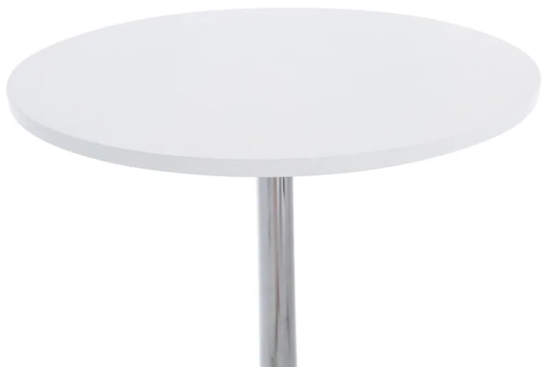 Lot de 2 tables hautes rondes Ø 60 cm en métal chromé et bois blanc 10_0004483