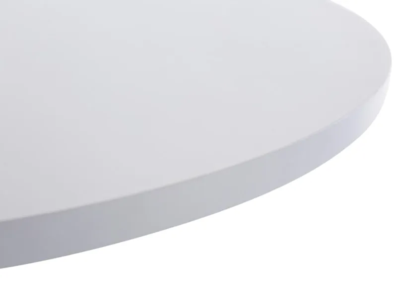 Lot de 2 tables hautes rondes Ø 60 cm en métal chromé et bois blanc 10_0004483