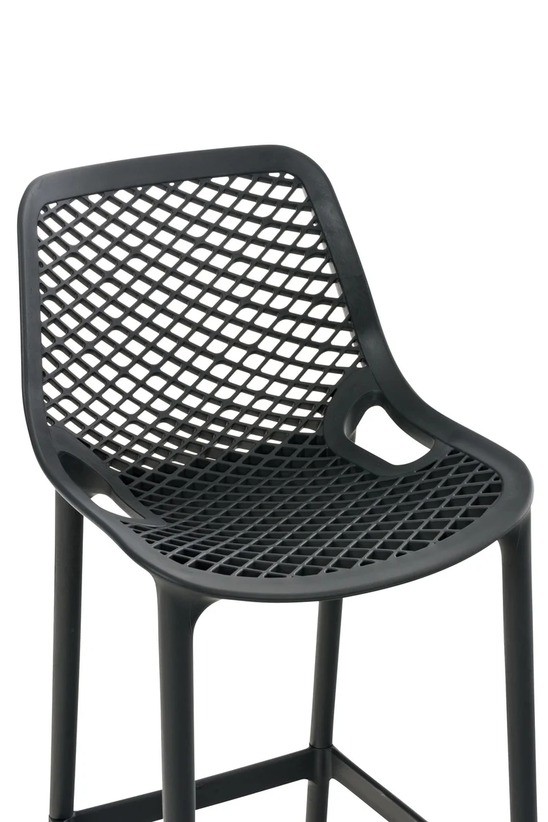 Lot de 2 tabourets de bar avec dossier en plastique gris foncé pour extérieur hauteur assise 75 cm 10_0005556