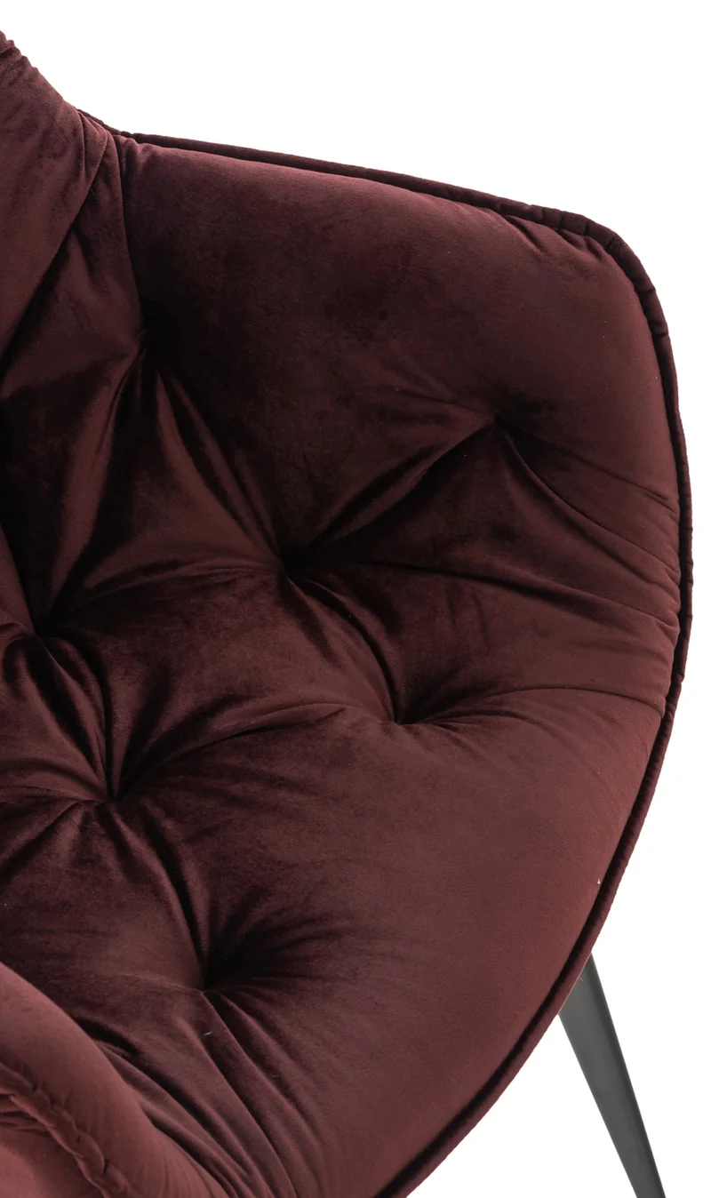 Chaise de coiffeuse salon bureau rembourré confortable et moderne capitonné velours bordeaux FAL10531
