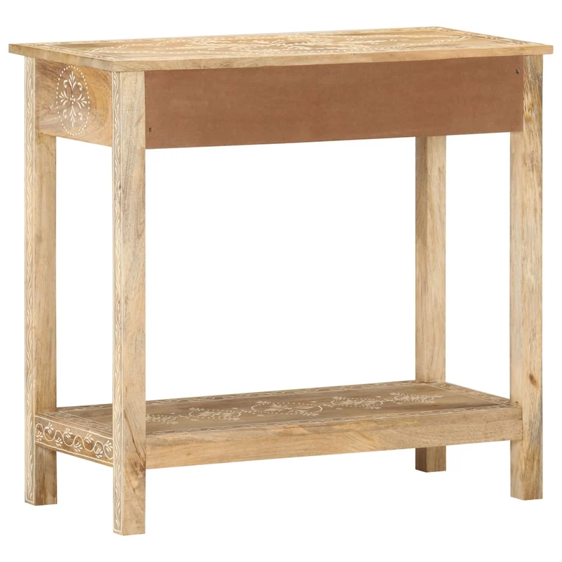 Table console avec tiroirs et étagère 80 x 35 x 74 cm bois de manguier avec motif peint à la main DEC031574