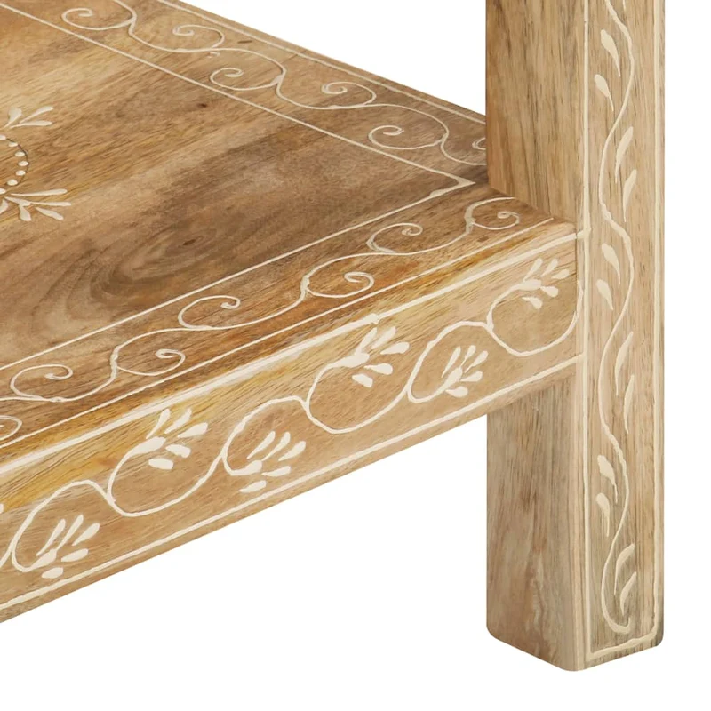 Table console avec tiroirs et étagère 80 x 35 x 74 cm bois de manguier avec motif peint à la main DEC031574