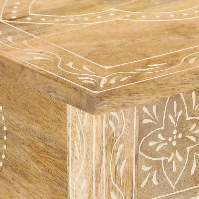 Table console avec tiroirs et étagère 80 x 35 x 74 cm bois de manguier avec motif peint à la main DEC031574