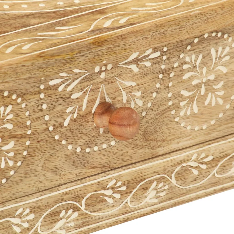 Table console avec tiroirs et étagère 80 x 35 x 74 cm bois de manguier avec motif peint à la main DEC031574
