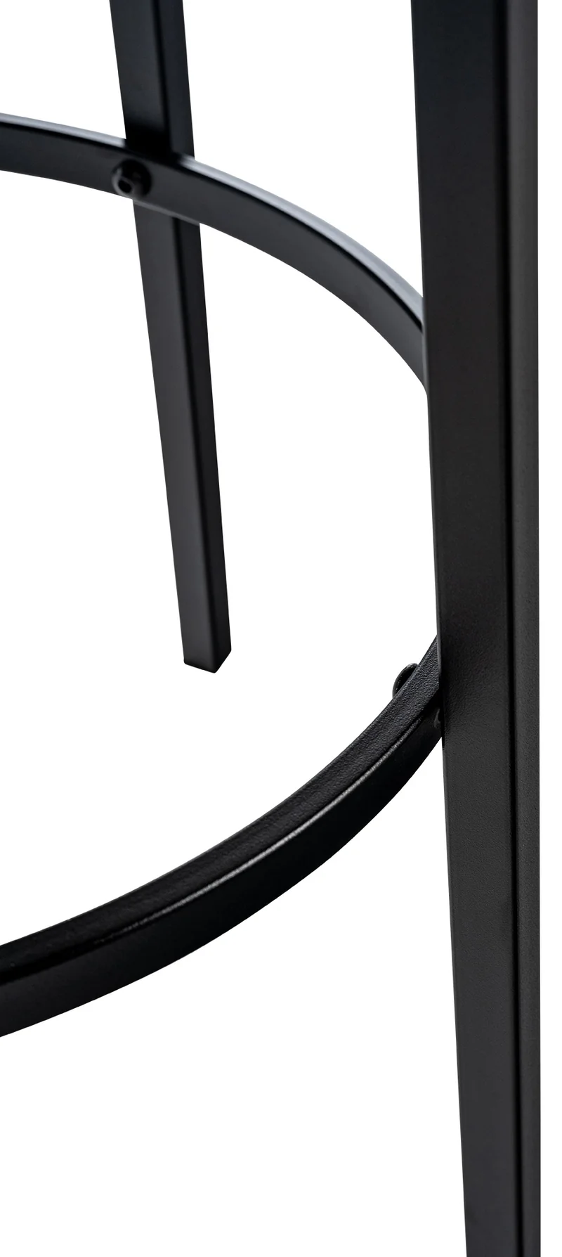 Tabouret de bar avec repose-pieds en PVC crème piètement métallique noir mat à quatre pieds 10_0005805