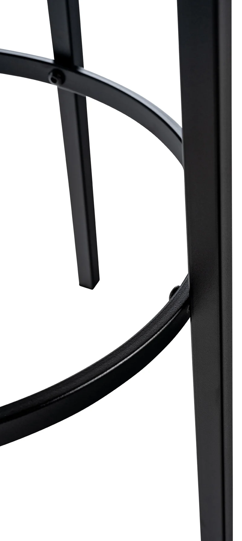 Tabouret de bar avec repose-pieds en velours gris foncé piètement métallique noir mat à quatre pieds 10_0005804