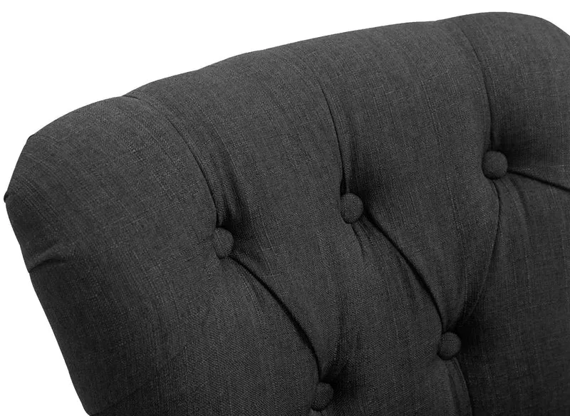 Tabouret de bar x1 confortable design rétro assise capitonné en tissu gris foncé pieds en bois foncé 10_0006815