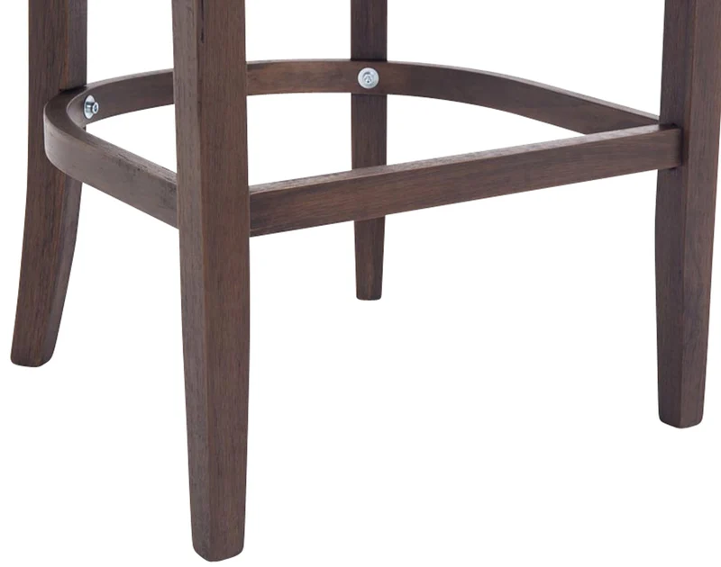 Tabouret de bar x1 confortable design rétro assise capitonné en tissu gris foncé pieds en bois foncé 10_0006815