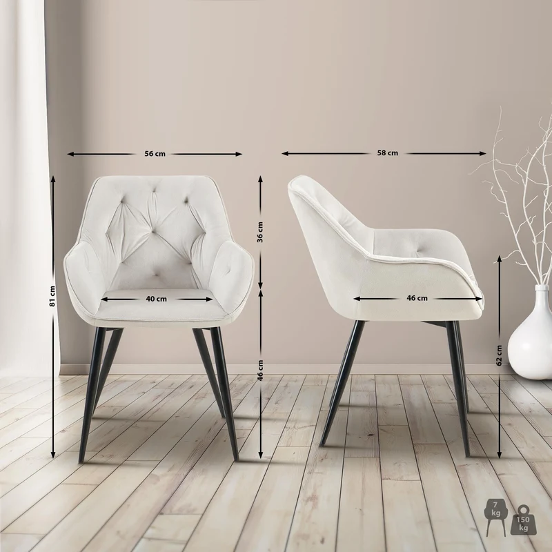 Lot de 2 chaises de salle à manger avec revêtement en velours gris clair cadre métal noir style moderne et contemporain 10_0006560