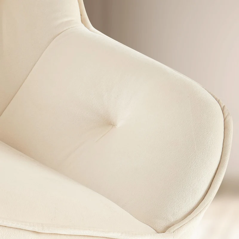 Chaise de salle à manger avec revêtement en velours crème cadre métal noir style moderne et contemporain 10_0005858