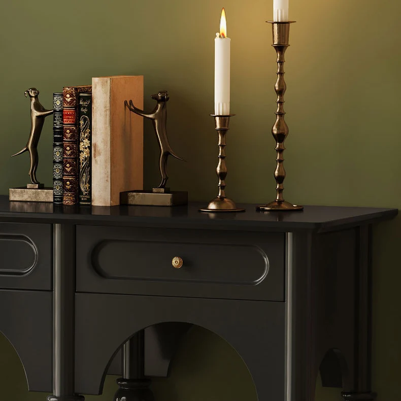 Traditional French Rubberwood Metal Plywood Arched Roman Column Console Table With 3 Drawers & 2-Tier Storage For Entryway