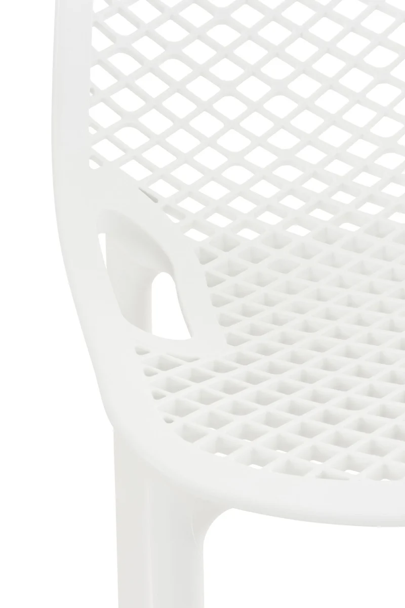 Lot de 2 tabourets de bar avec dossier en plastique blanc pour extérieur hauteur assise 75 cm 10_0006207