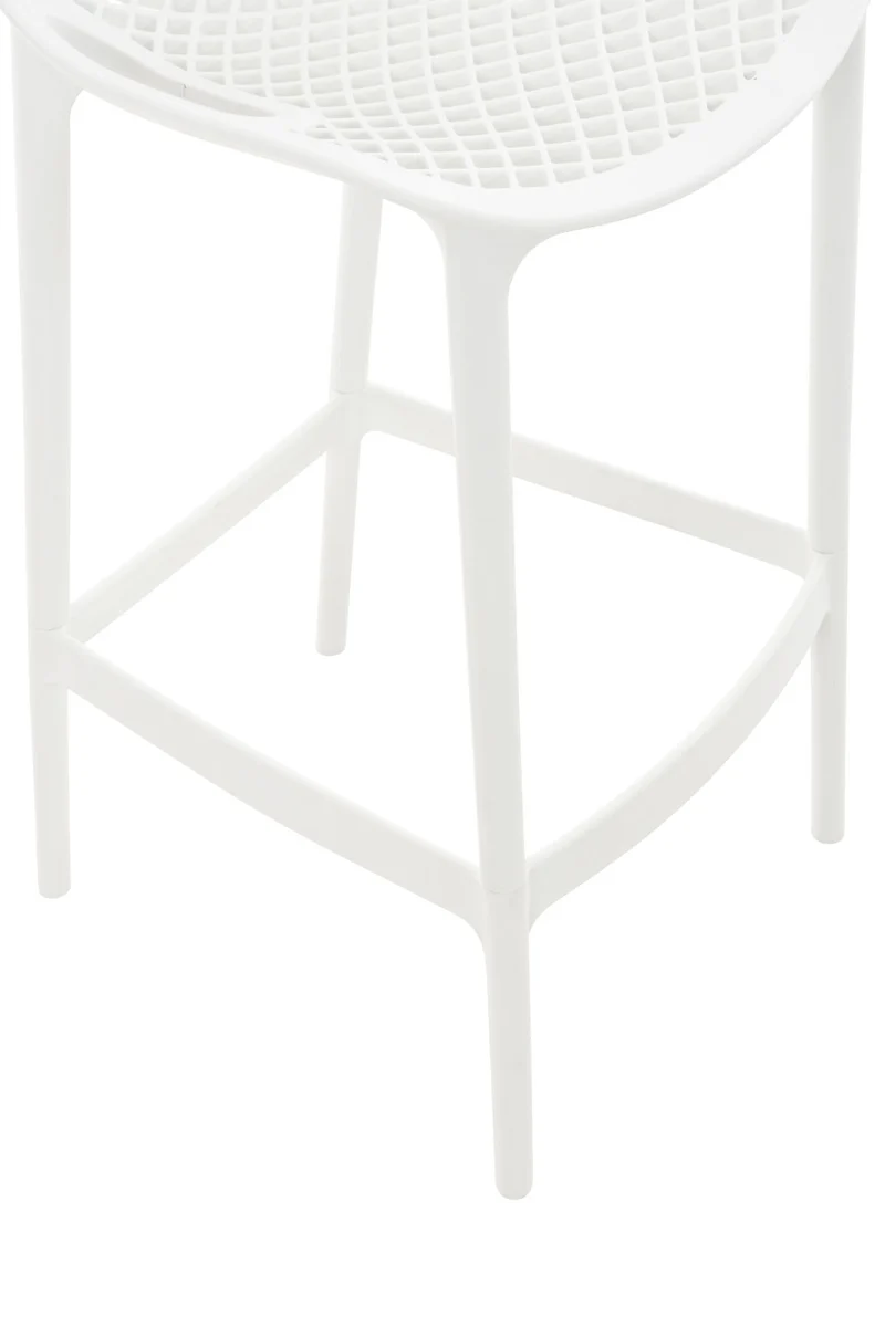 Lot de 2 tabourets de bar avec dossier en plastique blanc pour extérieur hauteur assise 75 cm 10_0006207